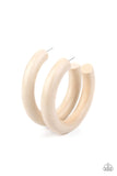 Paparazzi I WOOD Walk 500 Miles - White Wood Hoop Earrings