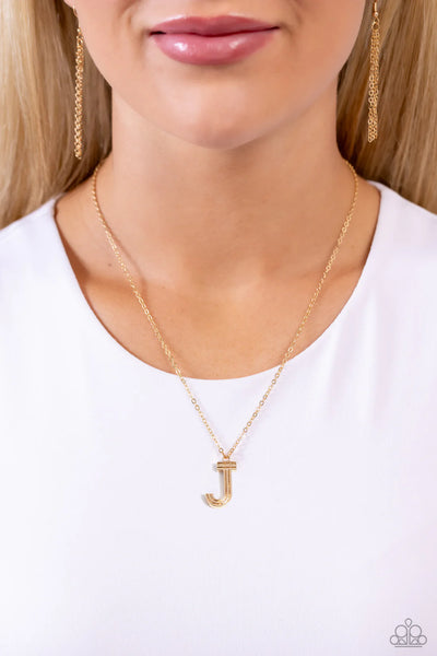 Paparazzi Leave Your Initials - J - Gold Necklace