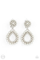 Paparazzi Discerning Droplets - White Clip-On Earrings