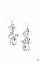 Paparazzi Rhinestone Reveler - White Earrings