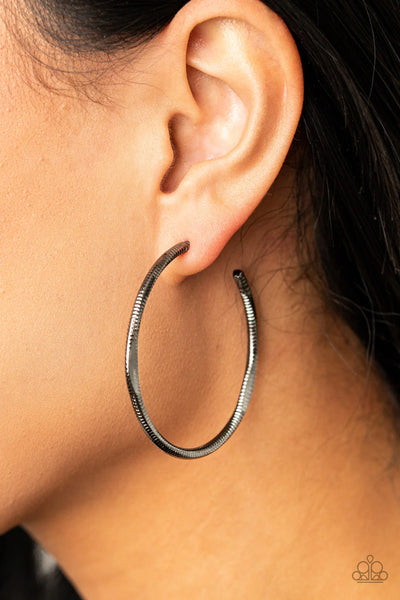Paparazzi Spitfire - Black Hoop Earrings