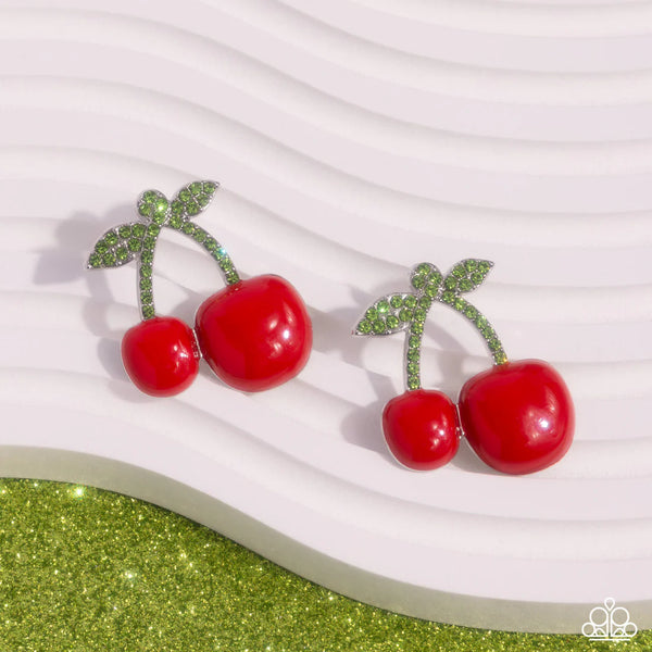 Paparazzi Charming Cherries - Red Post Earrings