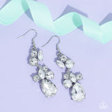 Paparazzi Rhinestone Reveler - White Earrings
