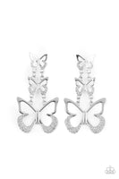 Paparazzi Flamboyant Flutter - White Post Earrings