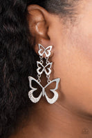 Paparazzi Flamboyant Flutter - White Post Earrings