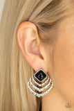 Paparazzi Rebel Ripple - Black Post Earrings