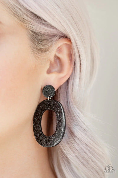 Paparazzi Miami Boulevard - Black Post Earrings