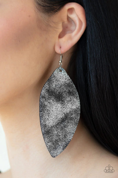 Paparazzi Serenely Smattered - Black Earrings