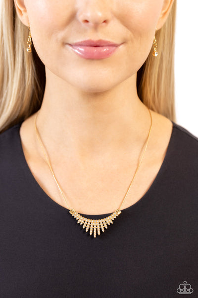 Paparazzi Dramatic Diadem - Gold Necklace