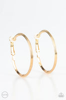 Paparazzi City Classic - Gold Clip-On Hoop Earrings
