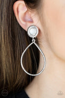 Paparazzi Fairytale Finish - White Clip-On Earrings