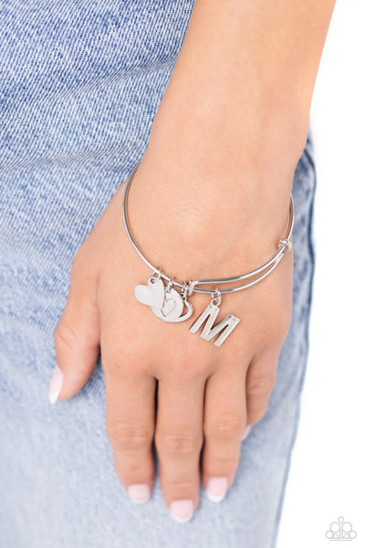 Paparazzi Making It INITIAL - M - Silver Bracelet