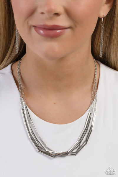 Paparazzi Dynamic Default - Silver Necklace