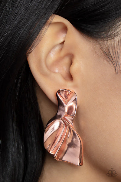 Paparazzi METAL-Physical Mood - Copper Post Earrings