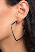 Paparazzi Brazen Beauty - Black Hoop Earrings
