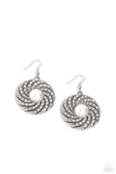 Paparazzi Vintage Vortex - White Earrings