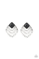 Paparazzi Rebel Ripple - Black Post Earrings