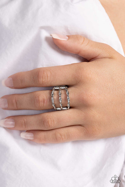 Paparazzi Corded Command - Silver Ring