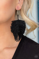 Paparazzi Hanging by a Thread - Black Earrings