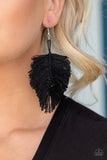 Paparazzi Hanging by a Thread - Black Earrings