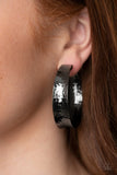 Paparazzi Fearlessly Flared - Black Earrings