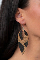 Paparazzi Cork Cabana - Black Earrings