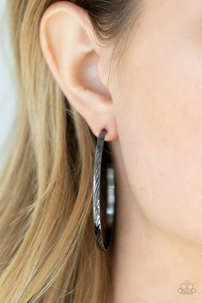 Paparazzi Reporting for Duty - Black Hoop Earrings