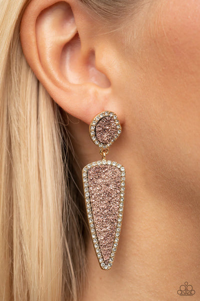 Paparazzi Druzy Desire - Gold Post Earrings