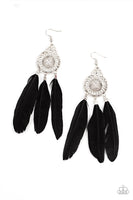 Paparazzi Pretty in PLUMES - Black Earrings