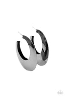 Paparazzi Going OVAL-board - Black Hoop Earrings