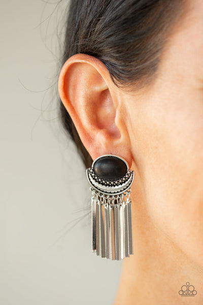 Paparazzi Monsoon Season - Black Post Earrings