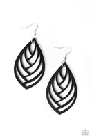 Paparazzi Out of the Woodwork - Black Earrings