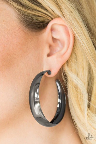 Paparazzi Gypsy Goals - Black Hoop Earrings