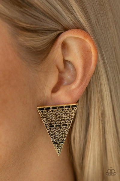 Paparazzi Terra Tricolor - Brass Post Earrings