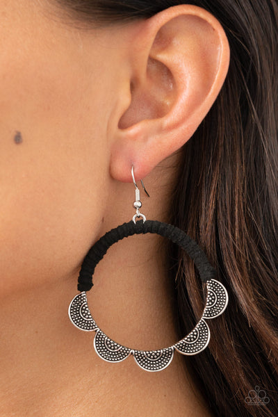 Paparazzi Tambourine Trend - Black Earrings
