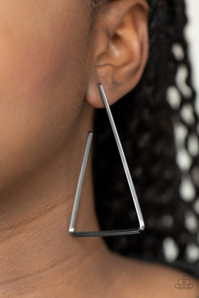 Paparazzi Go Ahead and TRI - Black Hoop Earrings