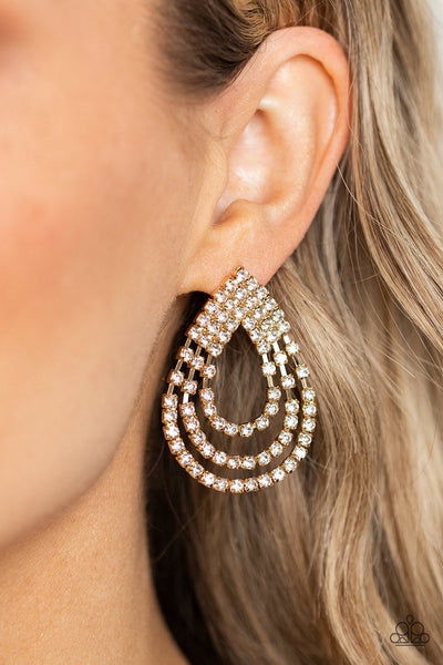 Paparazzi Take a POWER Stance - Gold Post Earrings