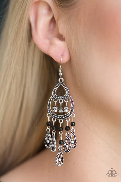 Paparazzi Eastern Excursion - Black Earrings
