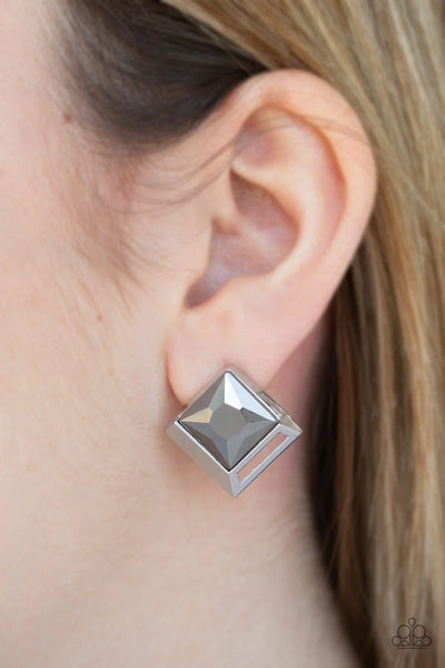 Paparazzi Stellar Square - Silver Post Earrings