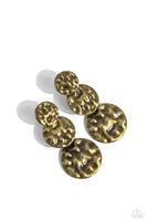 Paparazzi Triple Threat Texture - Brass Post Earrings