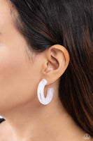 Paparazzi Glassy GAZE - White Hoop Earrings