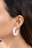 Paparazzi Glassy GAZE - White Hoop Earrings