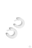 Paparazzi Glassy GAZE - White Hoop Earrings