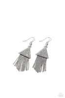 Paparazzi Pyramid SHEEN - White Earrings