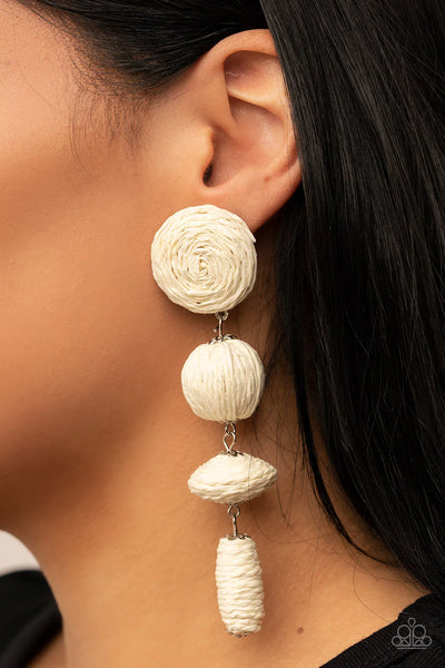 Paparazzi Twine Tango - White Post Earrings