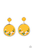Paparazzi Embroidered Gardens - Yellow Post Earrings