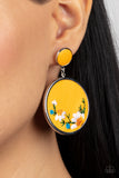 Paparazzi Embroidered Gardens - Yellow Post Earrings