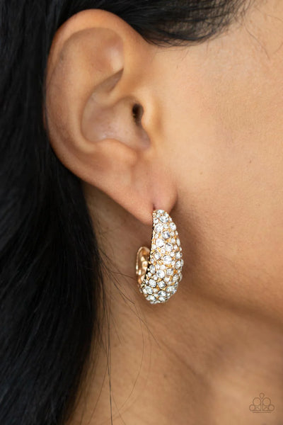 Paparazzi Glamorously Glimmering - Gold Hoop Earrings