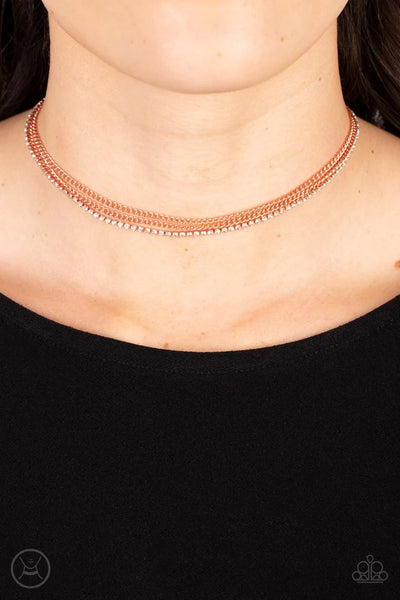 Paparazzi Glitzy Gusto - Copper Choker Necklace