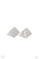 Paparazzi PLAID and Simple - Silver Clip On Earrings